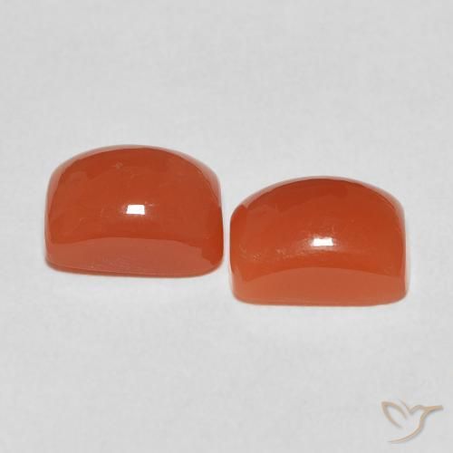 Gemas de Piedra de Luna Naranja medio natural de 5.32 ct, Forma Cojín, Translúcido