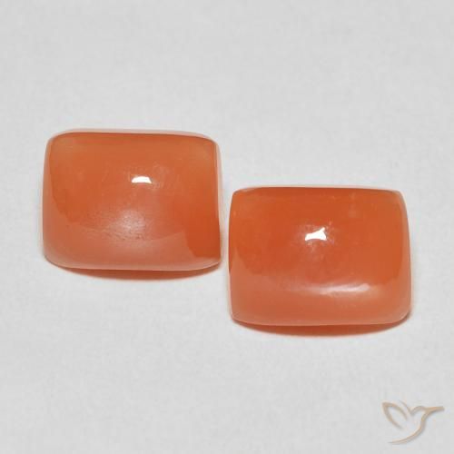 5.23ctw Natural Naranja fuego Piedra de Luna, Forma Cojín, Translúcido
