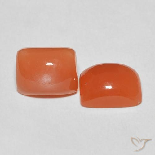 Gemas de Piedra de Luna Naranja fuego natural de 5.23 ct, Forma Cojín, Translúcido