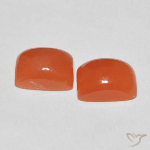 Gemas de Piedra de Luna Naranja fuego natural de 5.23 ct, Forma Cojín, Translúcido