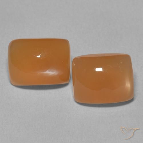 5.07ctw Natural Naranja melocotón vívido Piedra de Luna, Forma Cojín, Translúcido
