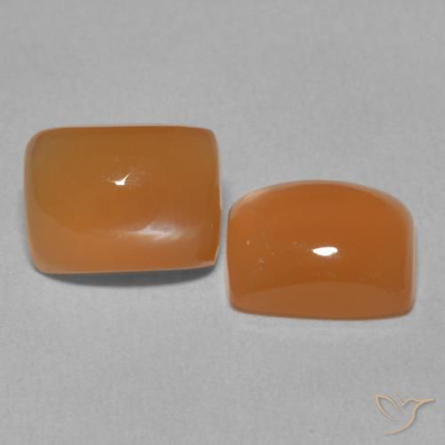 Gemas de Piedra de Luna Naranja melocotón vívido natural de 5.07 ct, Forma Cojín, Translúcido