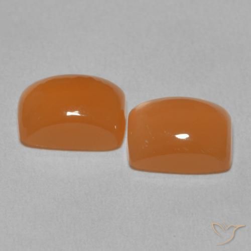 Gemas de Piedra de Luna Naranja melocotón vívido natural de 5.07 ct, Forma Cojín, Translúcido
