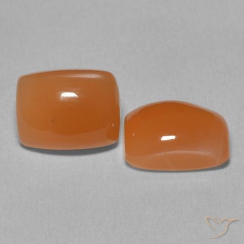 Gemas de Piedra de Luna Naranja melocotón vívido natural de 4.76 ct, Forma Cojín, Translúcido