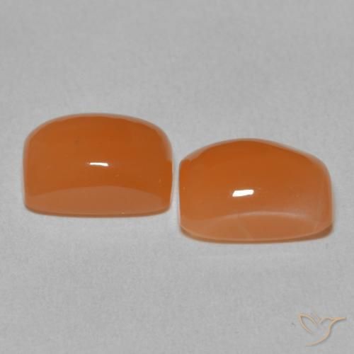 Gemas de Piedra de Luna Naranja melocotón vívido natural de 4.76 ct, Forma Cojín, Translúcido