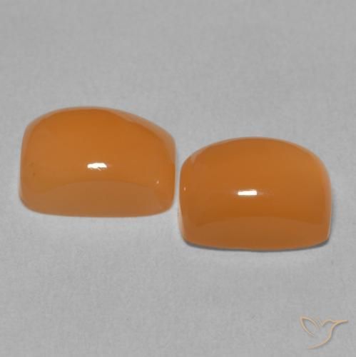 Gemas de Piedra de Luna Naranja rojizo natural de 5.14 ct, Forma Cojín, Translúcido