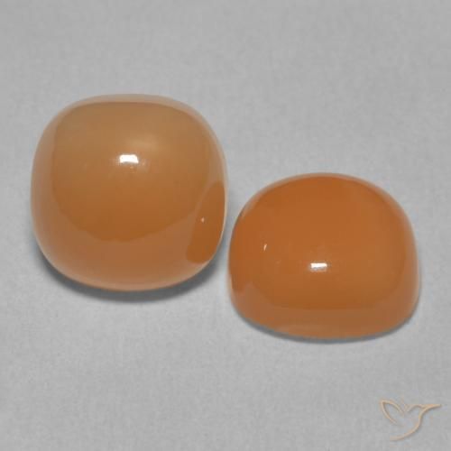 Gemas de Piedra de Luna Naranja claro natural de 4.54 ct, Forma Cojín, Translúcido