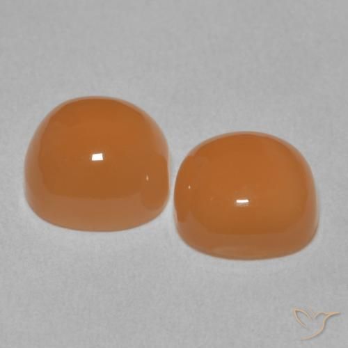 Gemas de Piedra de Luna Naranja claro natural de 4.54 ct, Forma Cojín, Translúcido
