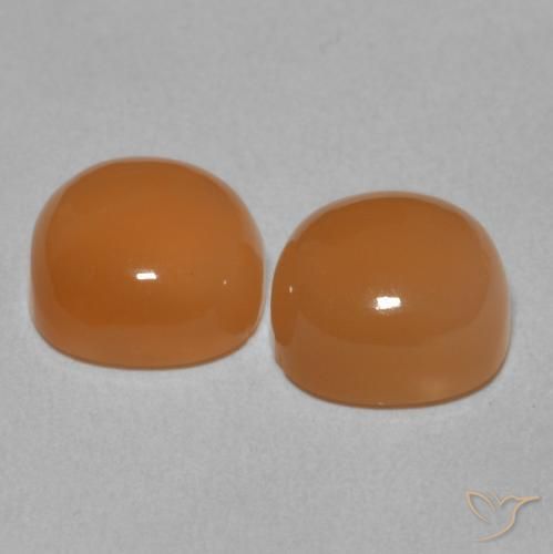 Gemas de Piedra de Luna Naranja rojizo natural de 4.79 ct, Forma Cojín, Translúcido