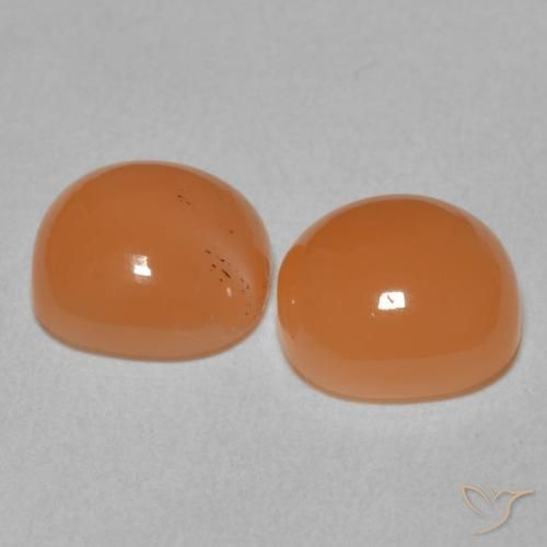 Gemas de Piedra de Luna Naranja medio natural de 4.28 ct, Forma Cojín, Translúcido