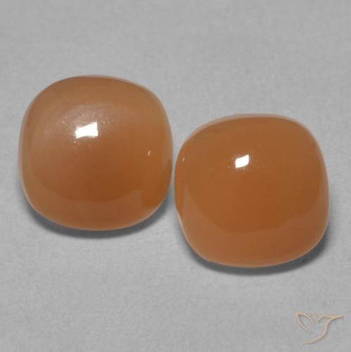 4.03ctw Natural Naranja melocotón vívido Piedra de Luna, Forma Cojín, Translúcido