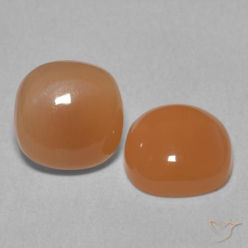 Gemas de Piedra de Luna Naranja melocotón vívido natural de 4.03 ct, Forma Cojín, Translúcido
