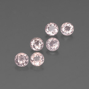 Gemas de Morganita Rosado salmón natural de  ct, Corte Redondo, VS