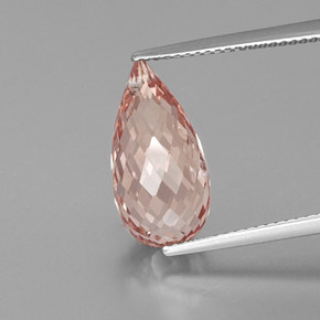 Morganita Rosado salmón natural de 6.86 ct, Corte Briolette, SI