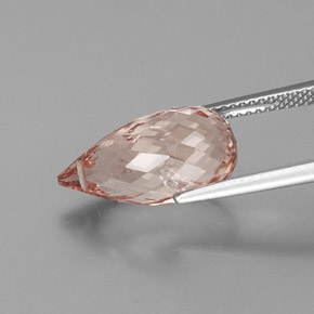 Morganita Rosado salmón natural de 6.86 ct, Corte Briolette, SI