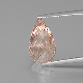 Morganita Rosado salmón natural de 6.71 ct, Corte Briolette, SI