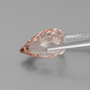 Morganita Rosado salmón natural de 6.71 ct, Corte Briolette, SI