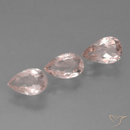 Gemas de Morganita Rosado medio natural de 1.32 ct, En forma de pera, VVS-VS