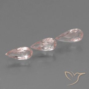 Gemas de Morganita Rosado claro medio natural de 1.11 ct, En forma de pera, VVS-VS
