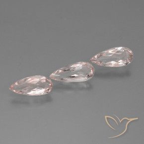 Gemas de Morganita Rosado claro medio natural de 1.24 ct, En forma de pera, VVS-VS
