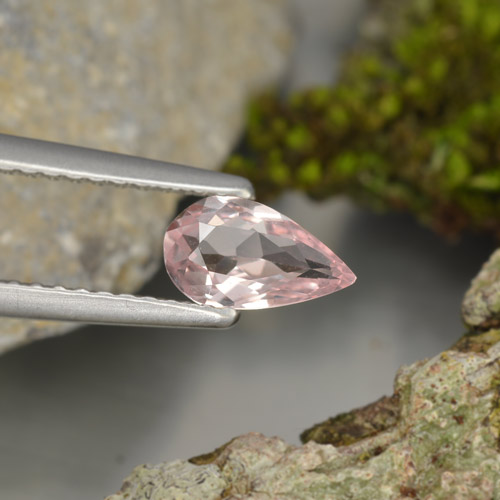 Morganita Rosado flamingo natural de 0.47 ct, En forma de pera, VVS-VS