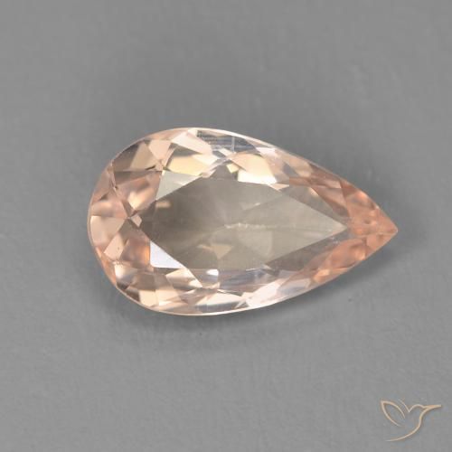 Morganita Rosado salmón natural de 0.93 ct, En forma de pera, VVS