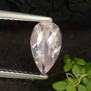 Morganita Rosado medio natural de 0.88 ct, En forma de pera, VS