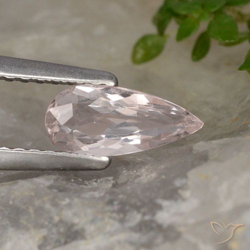 0.59ct Natural Tono rosado coral Morganita, En forma de pera, VVS