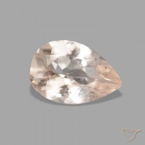 Morganita Rosado salmón natural de 0.66 ct, En forma de pera, VVS
