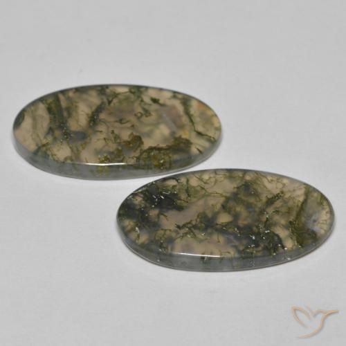Gemas de Ágata musgosa Multicolor natural de 19.45 ct, Ovalada, Transparente