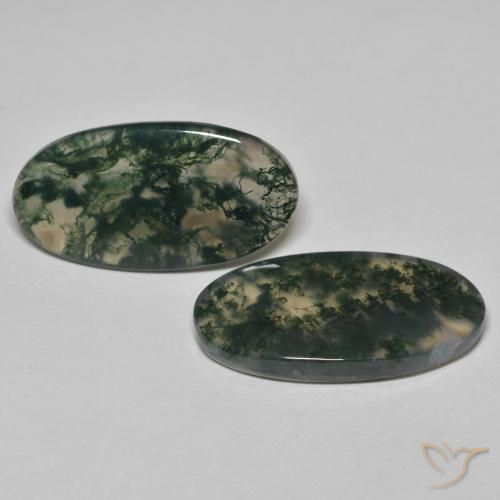 Gemas de Ágata musgosa Multicolor natural de 24.09 ct, Ovalada, Transparente