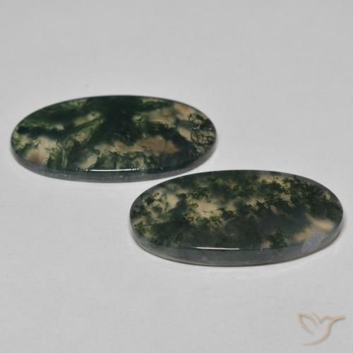 Gemas de Ágata musgosa Multicolor natural de 24.09 ct, Ovalada, Transparente