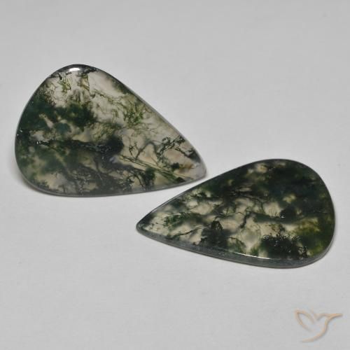 Gemas de Ágata musgosa Multicolor natural de 21.96 ct, En forma de pera, Transparente