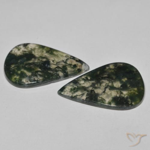 Gemas de Ágata musgosa Multicolor natural de 21.96 ct, En forma de pera, Transparente