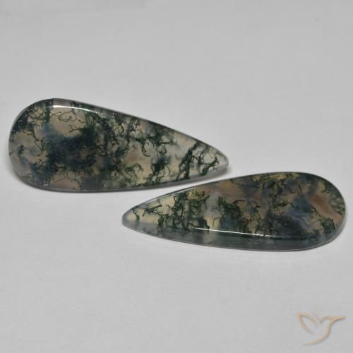 Gemas de Ágata musgosa Multicolor natural de 20.61 ct, En forma de pera, Transparente