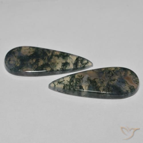 Gemas de Ágata musgosa Multicolor natural de 20.61 ct, En forma de pera, Transparente