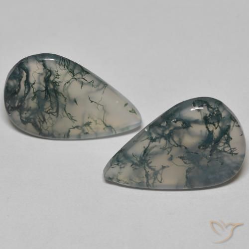 Gemas de ágata musgosa multicolor natural de 17,65 ct, en forma de pera, transparente