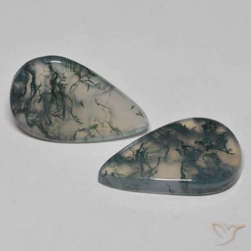 Gemas de ágata musgosa multicolor natural de 17,65 ct, en forma de pera, transparente