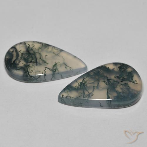 Gemas de ágata musgosa multicolor natural de 17,65 ct, en forma de pera, transparente