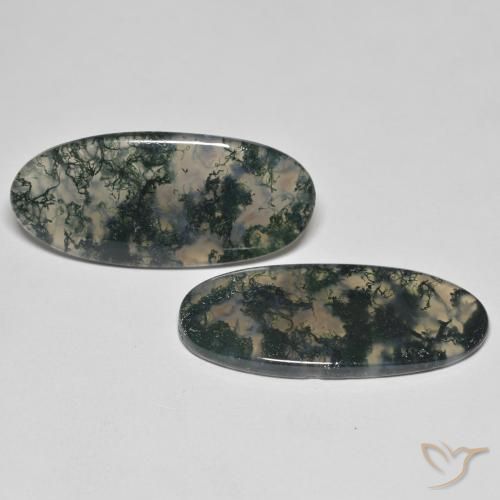 Gemas de Ágata musgosa Multicolor natural de 29.86 ct, Ovalada, Transparente