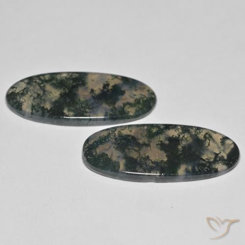 Gemas de Ágata musgosa Multicolor natural de 29.86 ct, Ovalada, Transparente