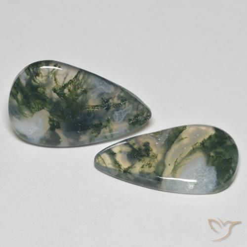 Gemas de Ágata musgosa Multicolor natural de 23.83 ct, En forma de pera, Transparente