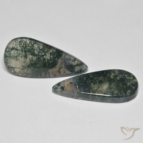 Gemas de Ágata musgosa Multicolor natural de 22.50 ct, En forma de pera, Transparente