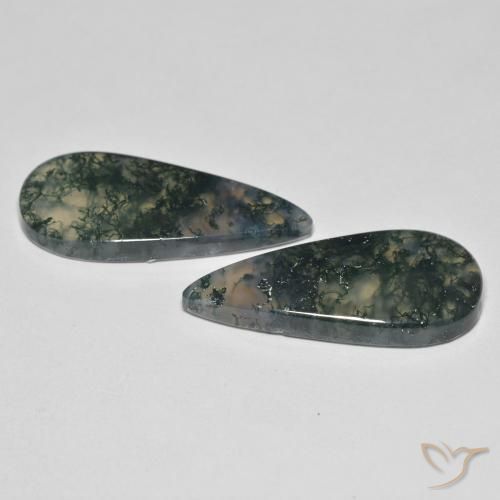 Gemas de Ágata musgosa Multicolor natural de 22.50 ct, En forma de pera, Transparente