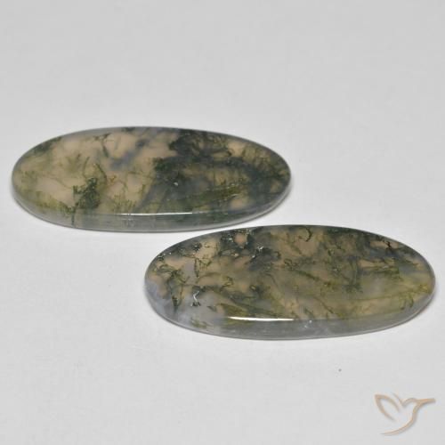 Gemas de Ágata musgosa Multicolor natural de 26.37 ct, Ovalada, Transparente