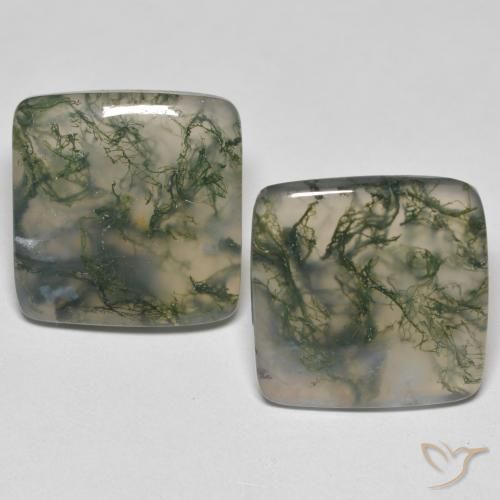 Gemas de Ágata musgosa Multicolor natural de 24.59 ct, Cuadrado, Transparente