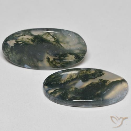 Gemas de Ágata musgosa Multicolor natural de 23.37 ct, Ovalada, Transparente