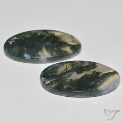 Gemas de Ágata musgosa Multicolor natural de 23.37 ct, Ovalada, Transparente