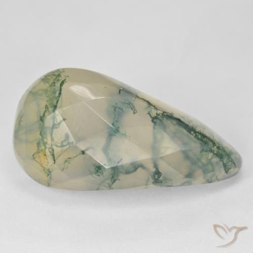 19.03ct Natural Verde claro ágata de musgo, Elegante, Translúcido