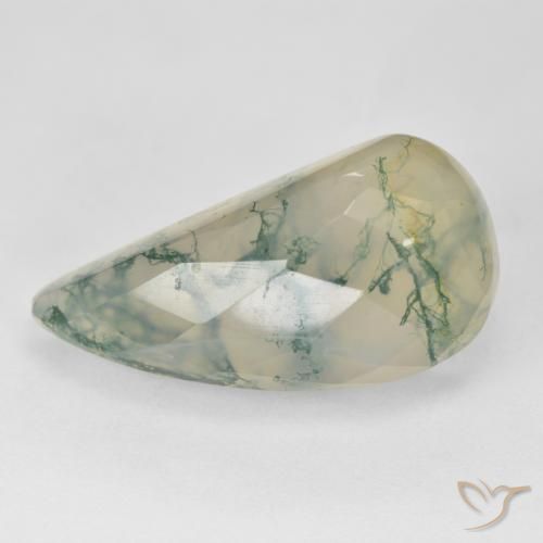 Ágata musgosa Verde claro natural de 19.03 ct, Elegante, Translúcido